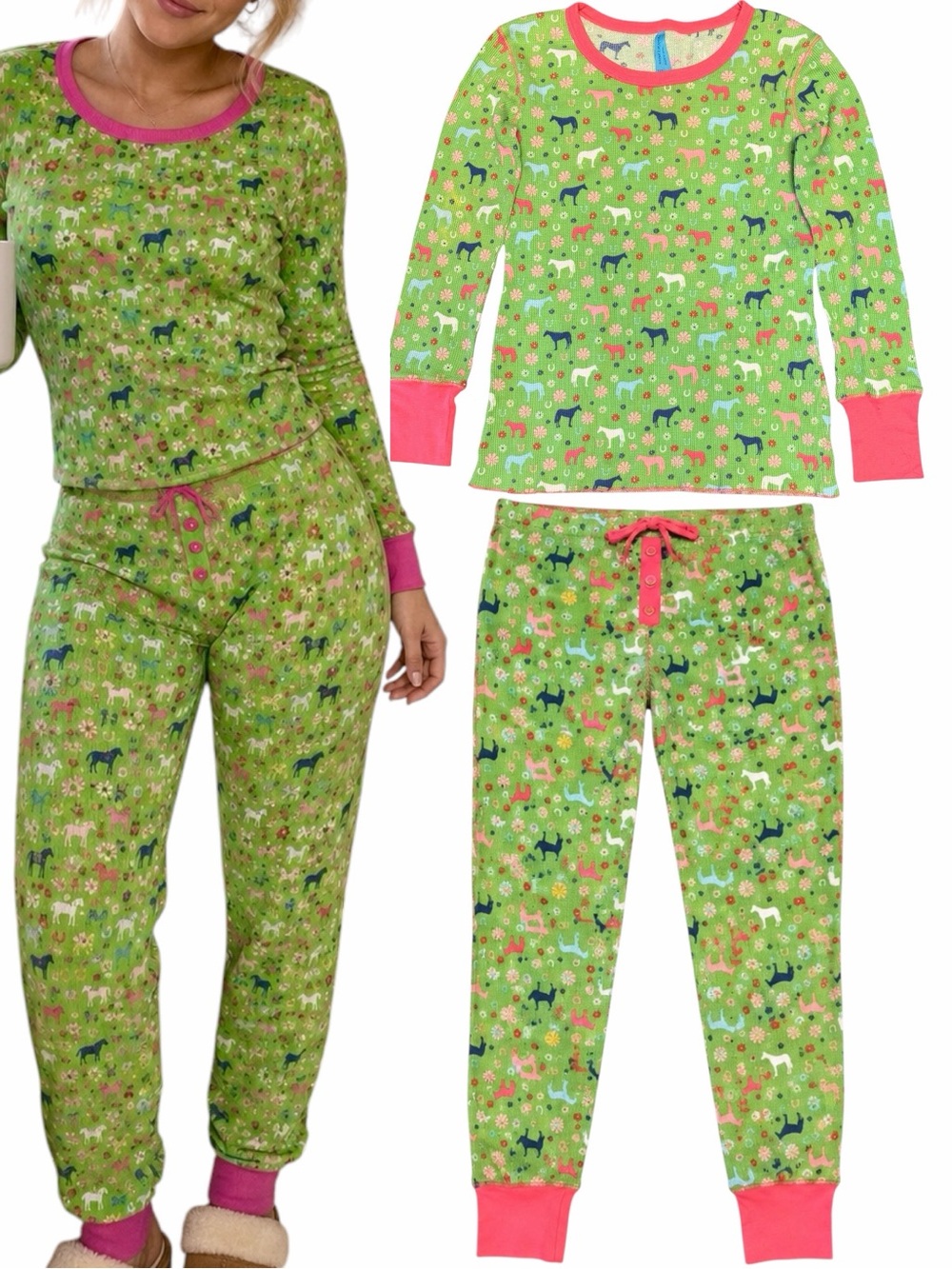 Victoria’s‎ Secret Vintage Y2K Horse Thermal Pajama Set XS